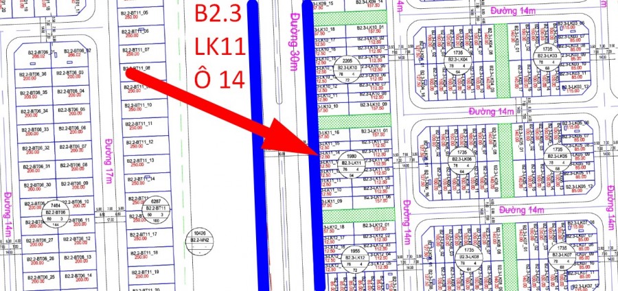 Chính Chủ Cần Bán Gấp Liền Kề Thanh Hà B2.3 - LK11 - Ô số 14 Đường 30m