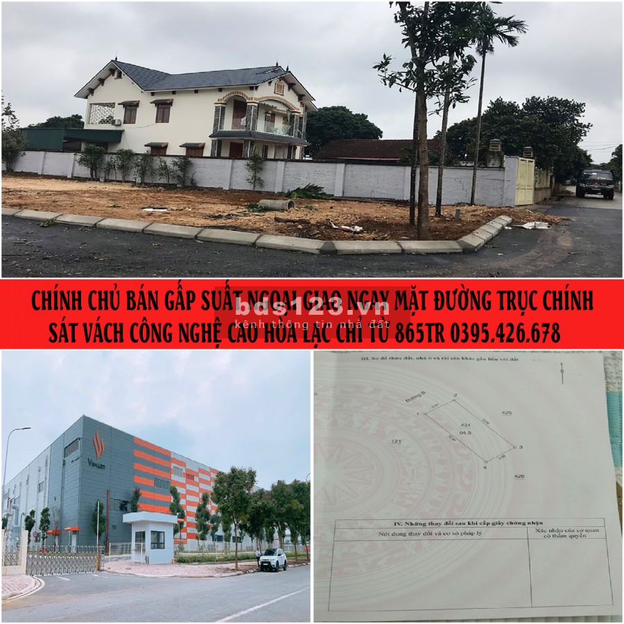 CHÍNH CHỦ BÁN GẤP LÔ MẶT TRỤC CHÍNH SÁT CNC HÒA LẠC 0395426678