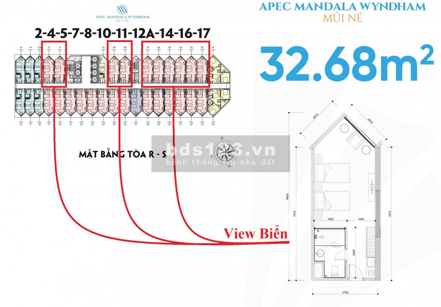 Block R,M,S Tầng 10-20, 32m2 view biển, 1.3 tỷ, Tặng Full Nội Thất, Tặng Du Lịch 30 Đêm