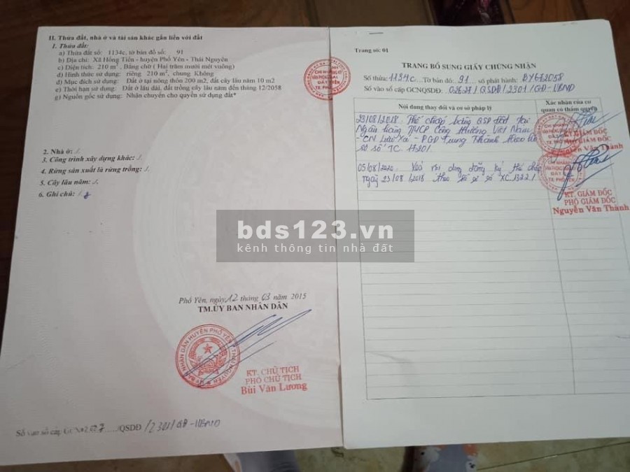 Bán đất Phổ Yên Thái Nguyên đất ở và đất vườn