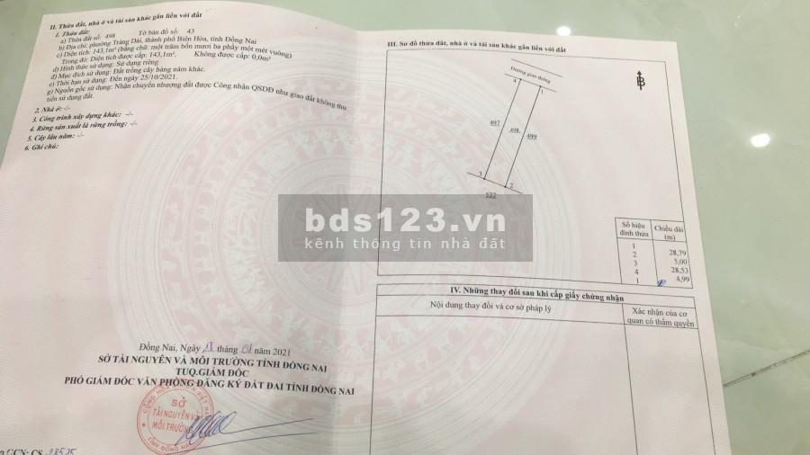 Bán đất sổ riêng, diện tích 145m2, tại Trảng Dài, Biên Hoà, Đồng Nai