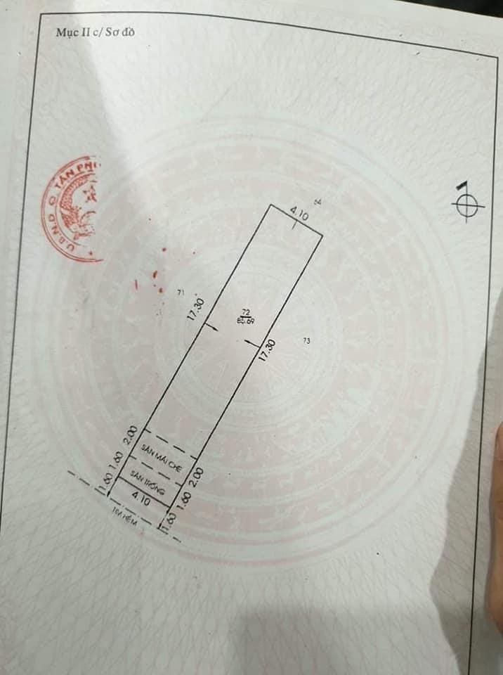 Bán Nhà Tân Phú 84m2 2 tầng 4,2x21m Giá 5,8 tỷ Sổ Vuông vức HXH