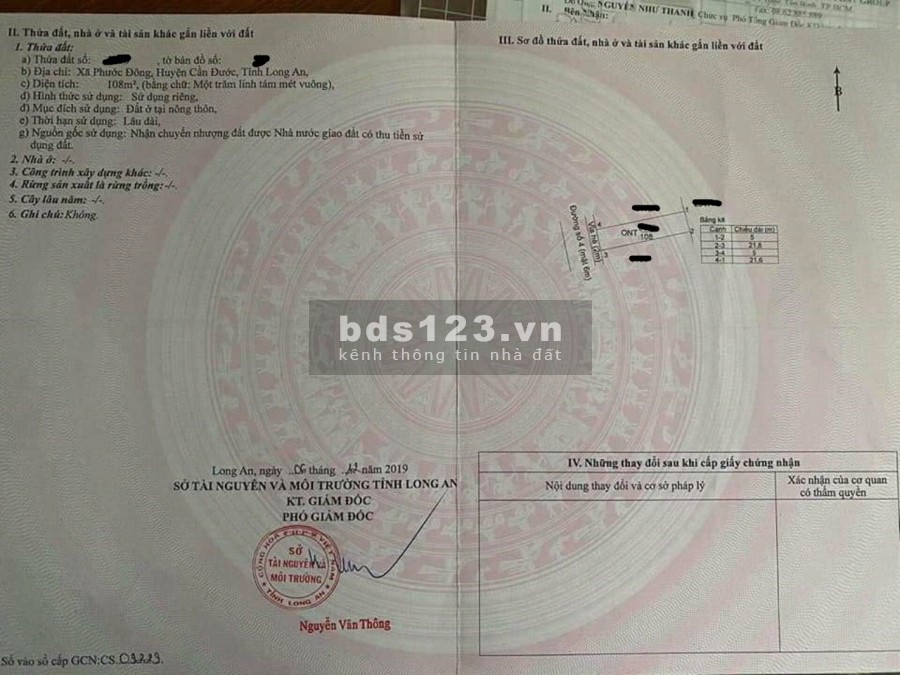 Cần bán gấp lô đất 108m2 tại Đường Thị Trấn Cần Đước