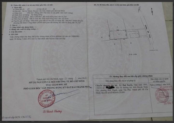 Bán đất ở đã có thổ cư 400m² tại đường Lý Nhơn, Xã Lý Nhơn, Huyện Cần Giờ, TP. Hồ Chí Minh giá 2.7 tỷ