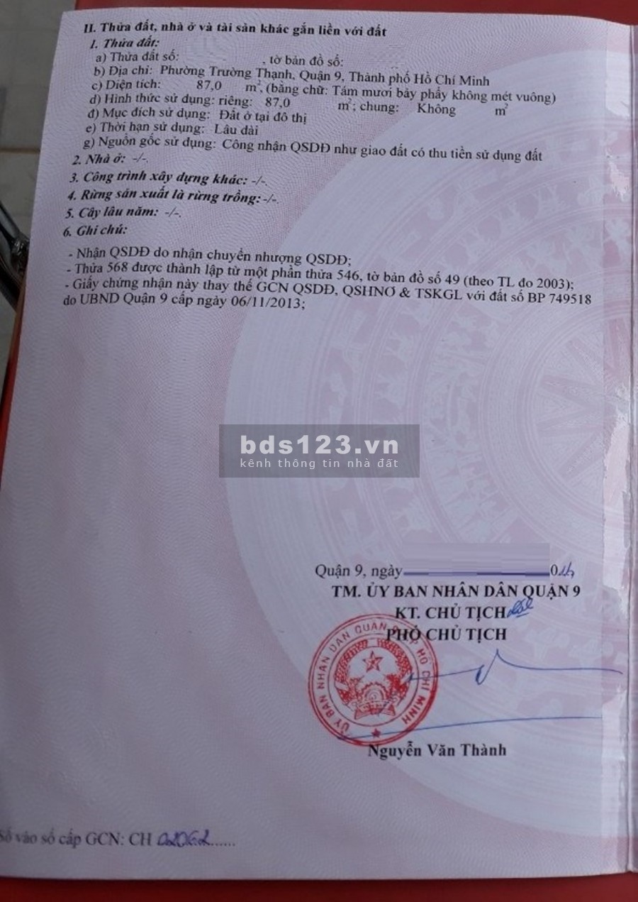 Đất ở khu BCR đường Tam Đa phường Trường Thạnh quận 9 Tp Thủ Đức mới ( tp Hồ Chí Minh cũ)