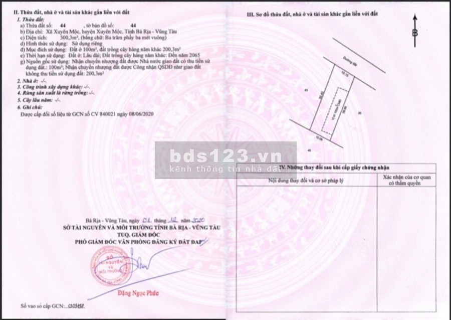 Bán 5 Lô Đất Mặt Tiền Đường Nhựa Rộng 8M Xã Xuyên Mộc
