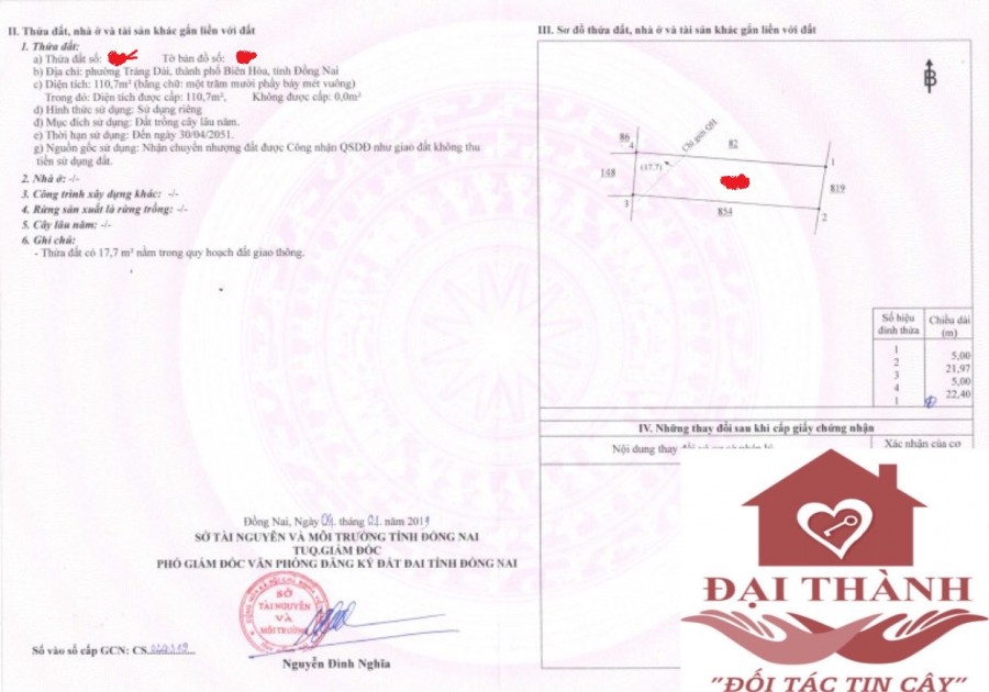 Bán lô đất phường Trảng Dài chỉ 1 tỷ 3