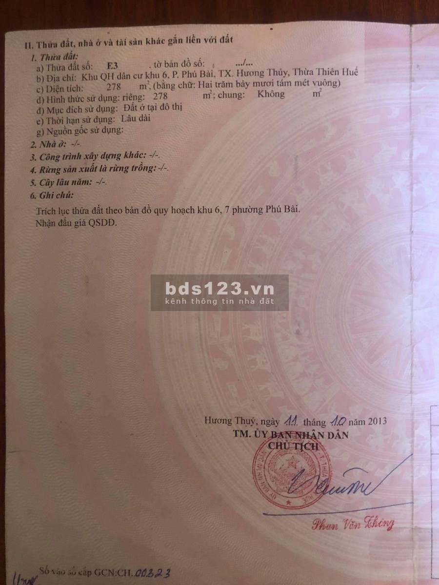 Chủ cần tiền bán gấp lô đất Nguyễn Khoa Văn, phường Phú Bài giá tốt