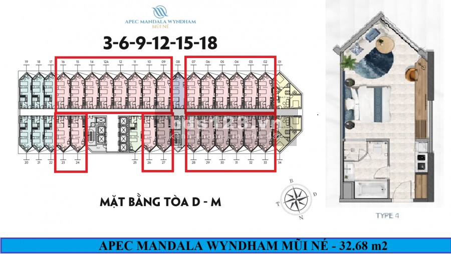 Mở Bán Block Ruby Tầng 10,12,15,18,20-Căn 32m2, View Biển, 1.3 tỷ, Tặng Full Nội Thất