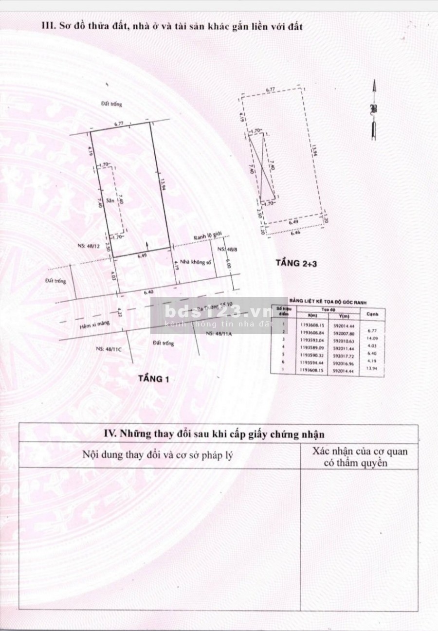 Chính chủ cần bán nhà 3 tầng 6,5x18 tại 48/10 Đường số 10 P BHH B Q Bình Tân