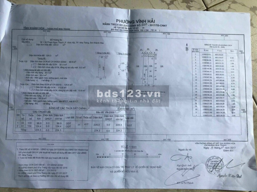 Bán đất thổ cư 100% 32-34 Phạm Ngọc Thạch, tp. Nha Trang