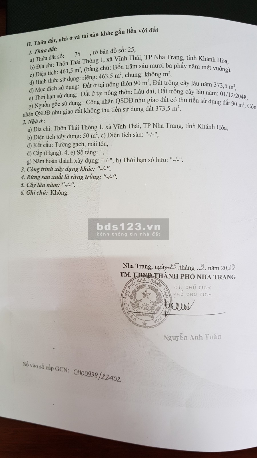 Kẹt tiền cần bán gấp nhà đất Nha Trang