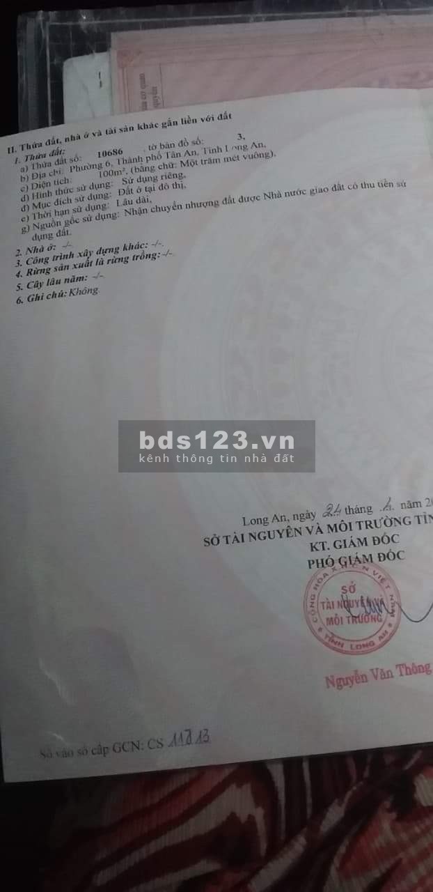 Đất đường D3 diện tích 100m2 Tp Tân An, Long An