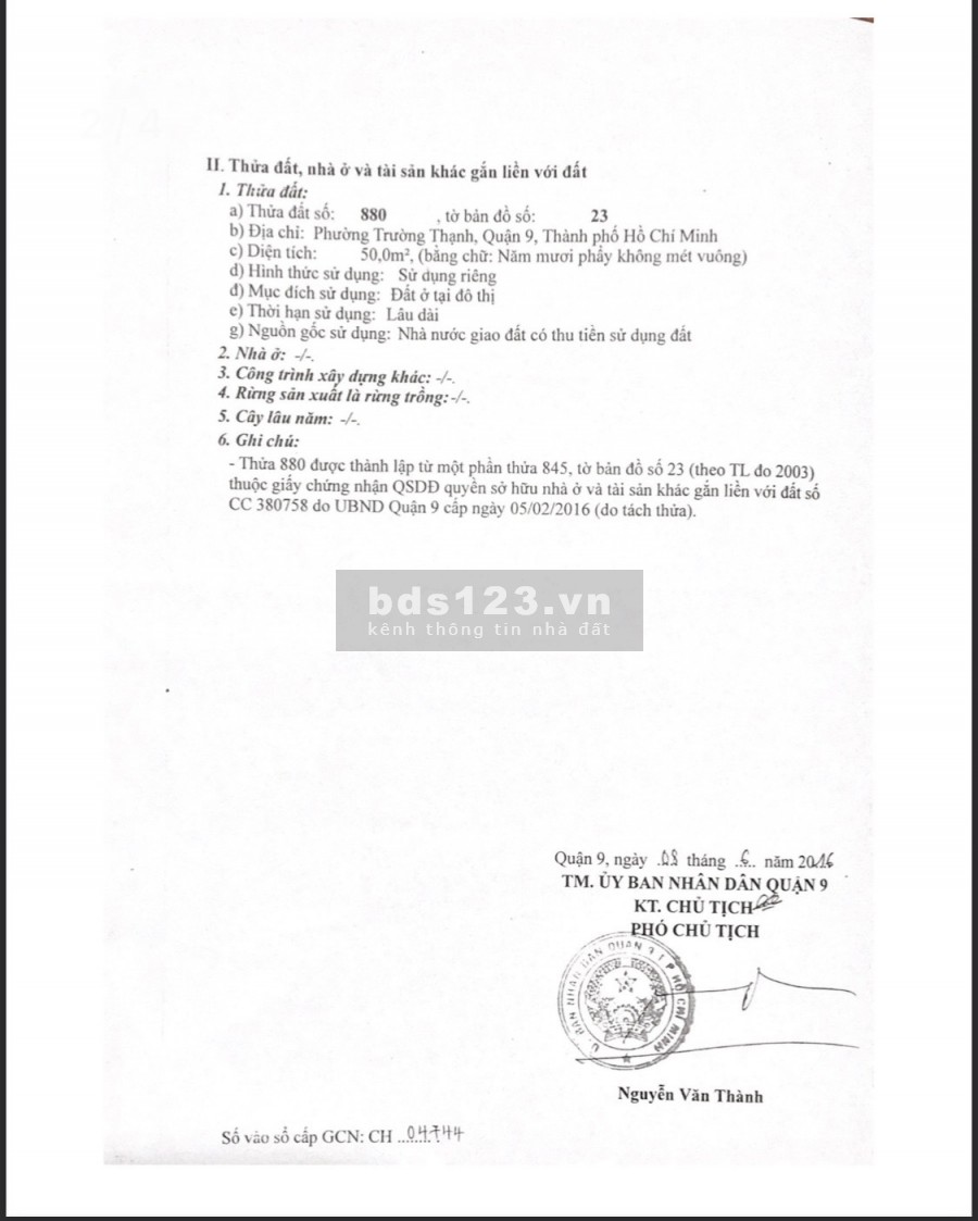 CẦN BÁN NHÀ đường Lò Lu, quận 9