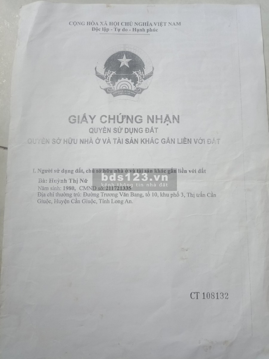Bán gấp đất ở Thi trấn Cần Giuộc- 155m2