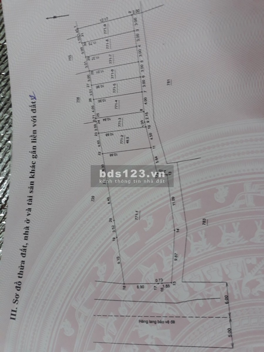 Cần bán đất thổ cư sổ đỏ 48.5m2 ở tổ 1 yên nghĩa