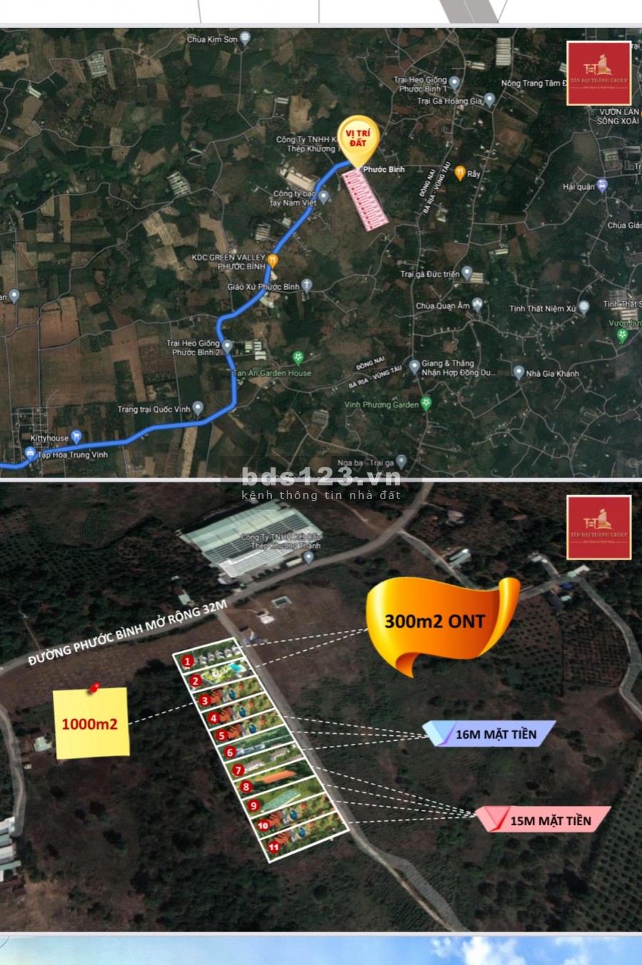 Cần Bán lô đất sào 1210m2 (150 thổ) ở xã Phước Bình, Long Thành, Đồng Nai.