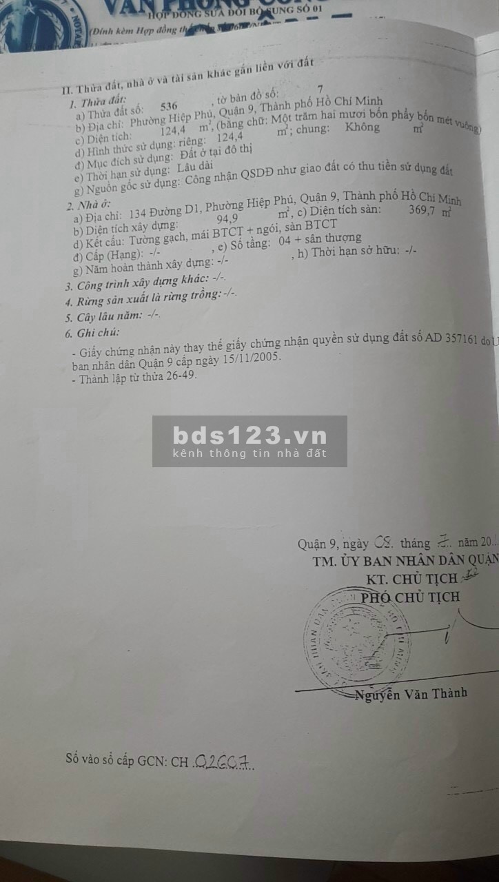 Bán nhà quận 9 phường hiệp phú căn góc 2 mặt tiền 9 Phòng 10 toilet sau lưng đường Man Thiện LH 0907016378