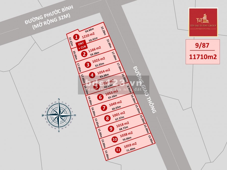 Cần Bán lô đất sào 1210m2 (150 thổ) ở xã Phước Bình, Long Thành, Đồng Nai.