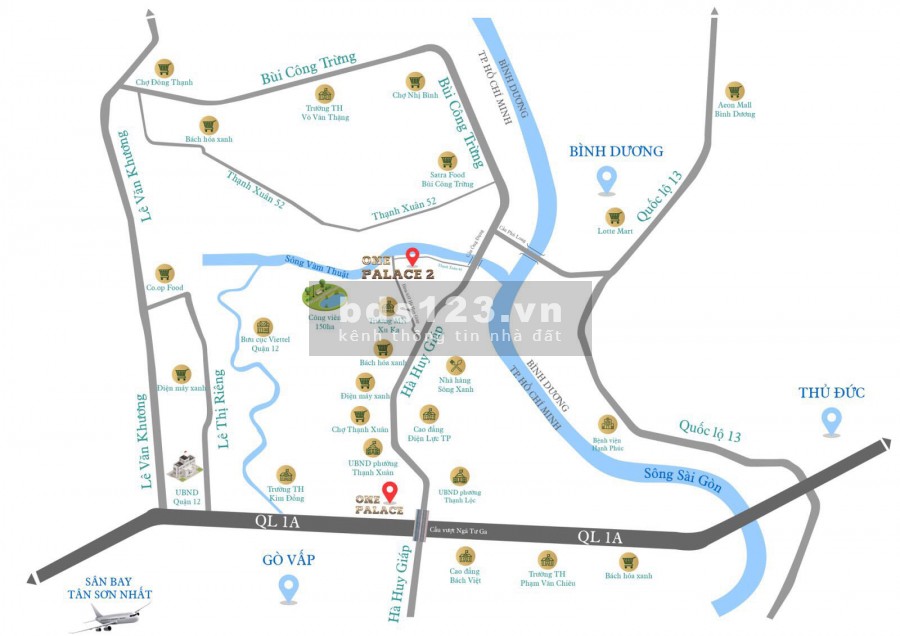 Khu Nhà Phố Thương Mại One Palace 2 liền kề công viên 150ha Quận 12