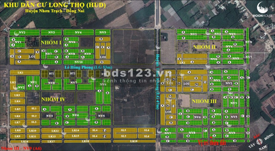 Bán đất huyện nhơn trạch, góc 2 mặt tiền đường chỉ 15tr/m2 dự án HUD LH: 0907016378