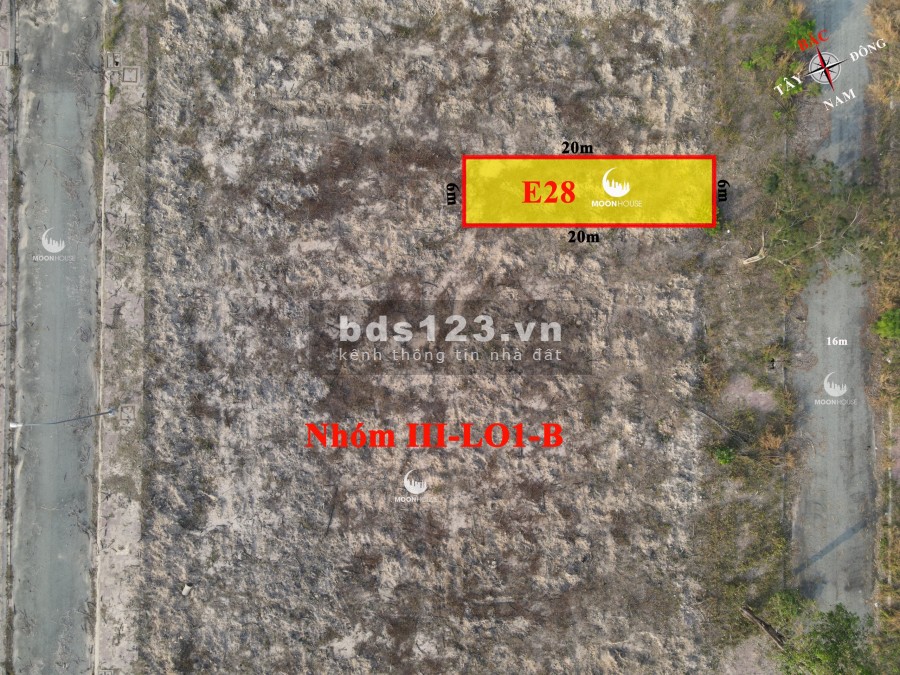 Bán đất nền huyện nhơn trạch dự án HUD 120m2 ngang 6 dài 20 LH: 0907016378