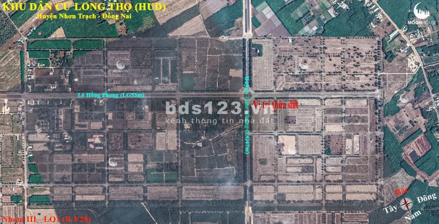 Bán đất nền huyện nhơn trạch dự án HUD 120m2 ngang 6 dài 20 LH: 0907016378