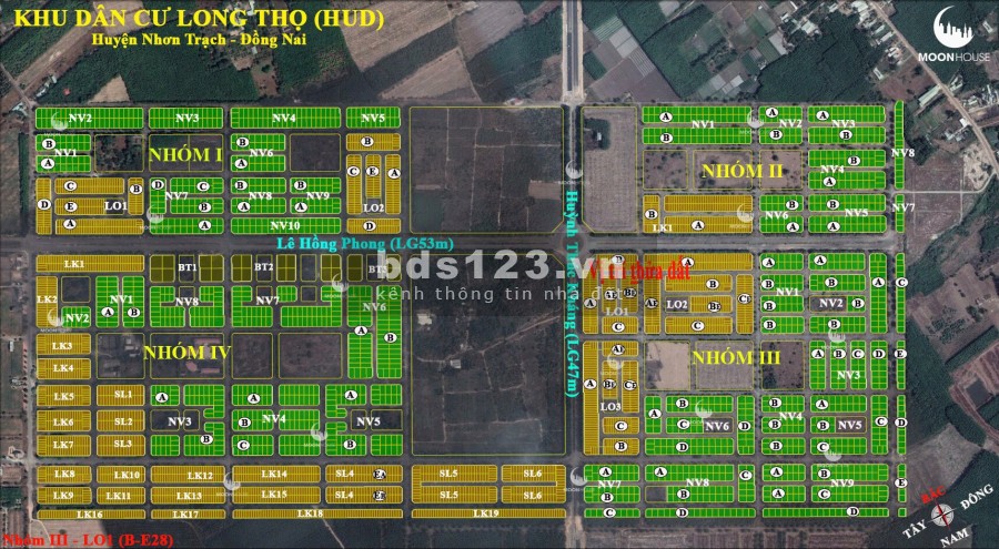 Bán đất nền huyện nhơn trạch dự án HUD 120m2 ngang 6 dài 20 LH: 0907016378