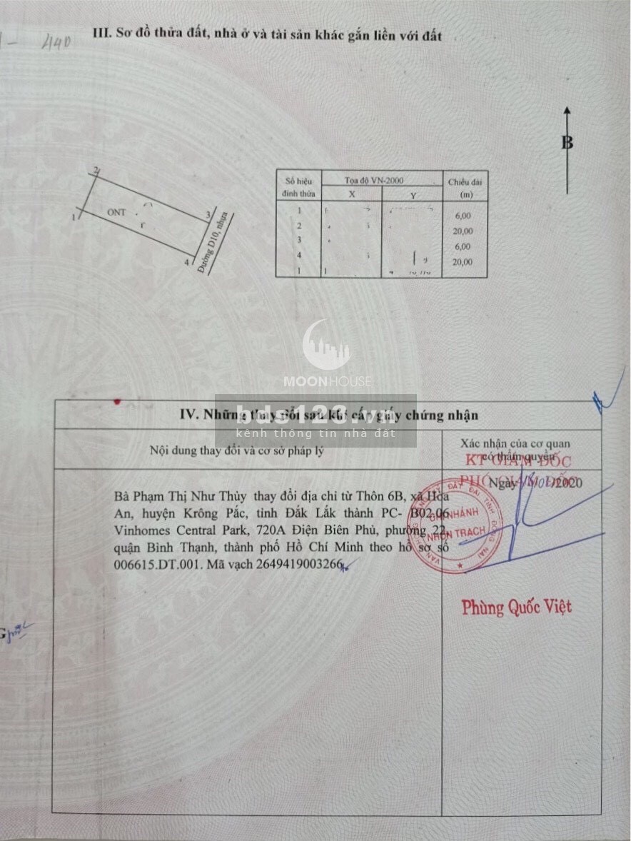 Bán đất nền huyện nhơn trạch dự án HUD 120m2 ngang 6 dài 20 LH: 0907016378
