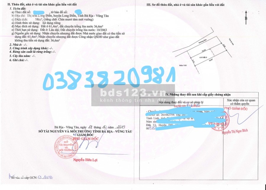 Gia đình có việc gấp nên cần nhượng lại lô đất ngay mặt tiền Tỉnh lộ 44A, cách TTHC tỉnh 2km