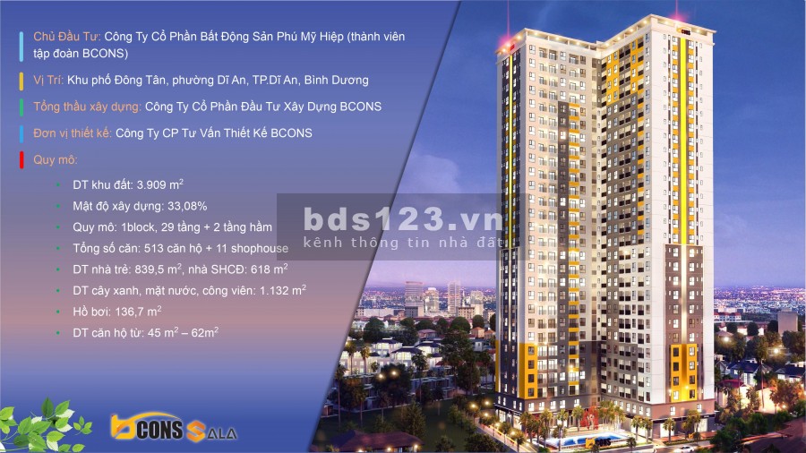 Bcons Sala 1ty3 2PN thanh toán trước 399tr cho đến khi vào ở 6 thàng thanh toán tiếp.