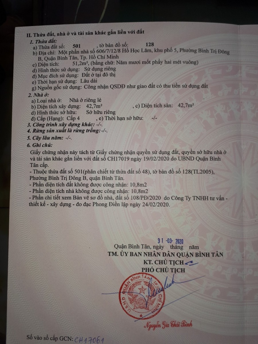 BÁN LÔ ĐẤT HẺM 574 SIN CO QUẬN BÌNH TÂN