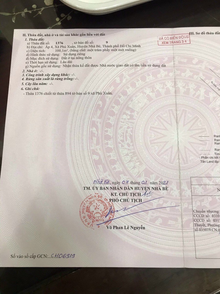 Bán 100 m2 đất thổ cư Khu A Khu dân cư Anh Tuấn,Phú Xuân,Nhà Bè.