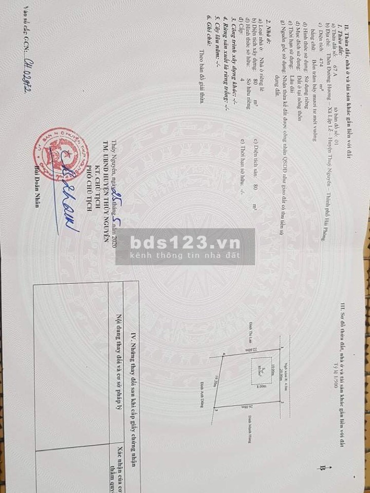 Đất nền thôn đường hương xã lập lễ thủy nguyên hải phòng