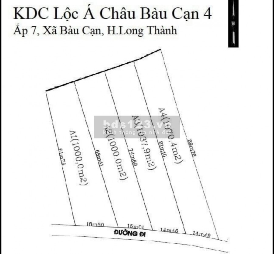 Cần bán gấp lô đất 1000m2 tại xã Bàu Cạn, Long Thành, Đồng Nai