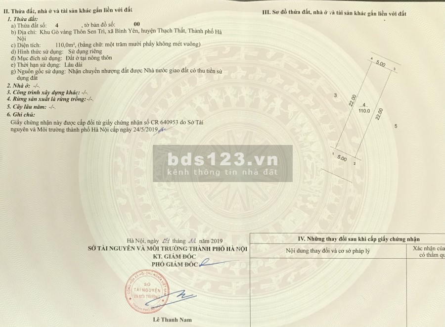 Bán 110m2 tuyến 1 Gò Vàng, Bình Yên Thạch Thất.