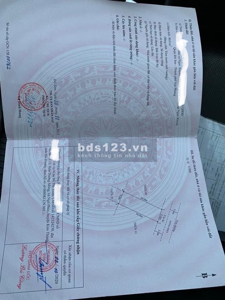 Chủ nhà gửi bán lô đất tái định cư Ngọc Xuyên Đồ Sơn HP
