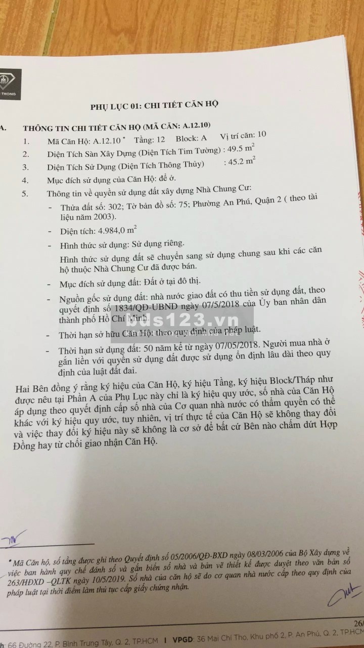 Bán căn 1PN dự án Precia ngay đường Nguyễn Thị Định Phường An Phú Quận 2 nay thuộc TP Thủ Đức
