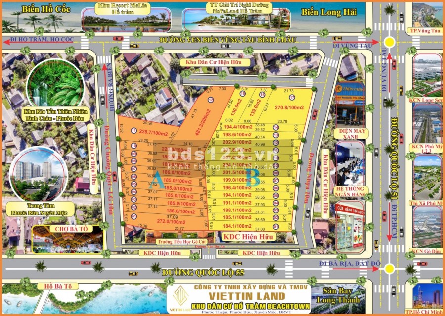 Đất Hồ Tràm cách biển Melia 5km, TC 100m2, Sổ hồng riêng. Giá F0 sinh lời chỉ 1,3 tỷ