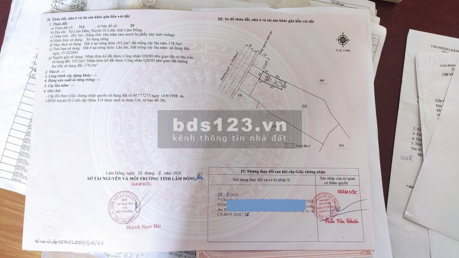 Bán 283m2 đất mặt đường Quốc Lộ 20, Liên Đầm, Di Linh, Lâm Đồng giá 2,2 tỷ. LH 0912442669