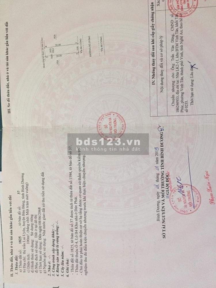 Bán gấp lô đất ngay tượng đài bàu bàng.