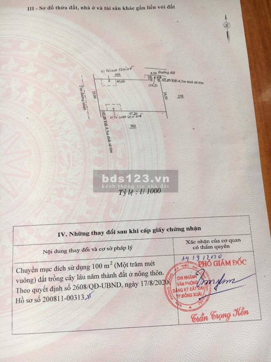 Bán đất tân thành, nằm gần tt thành phố Đồng Xoài