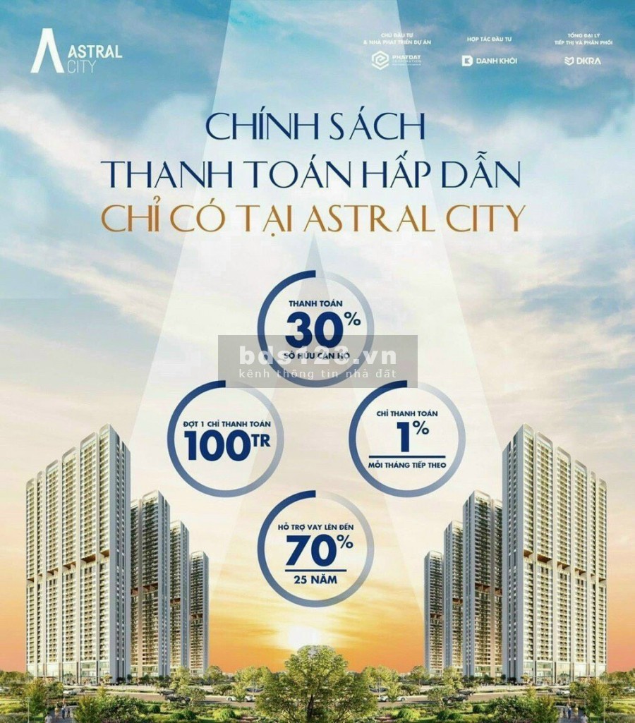 100 triệu sở hữu căn hộ cao cấp Astral City - Mặt tiền QL 13, cơ hội đầu tư ngay. Lh : 0903 091 128