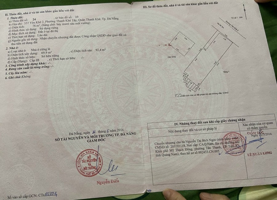 Chính chủ cần bán nhà cấp 4 ở Yên Khê 2, Phường Thanh Khê Tây.