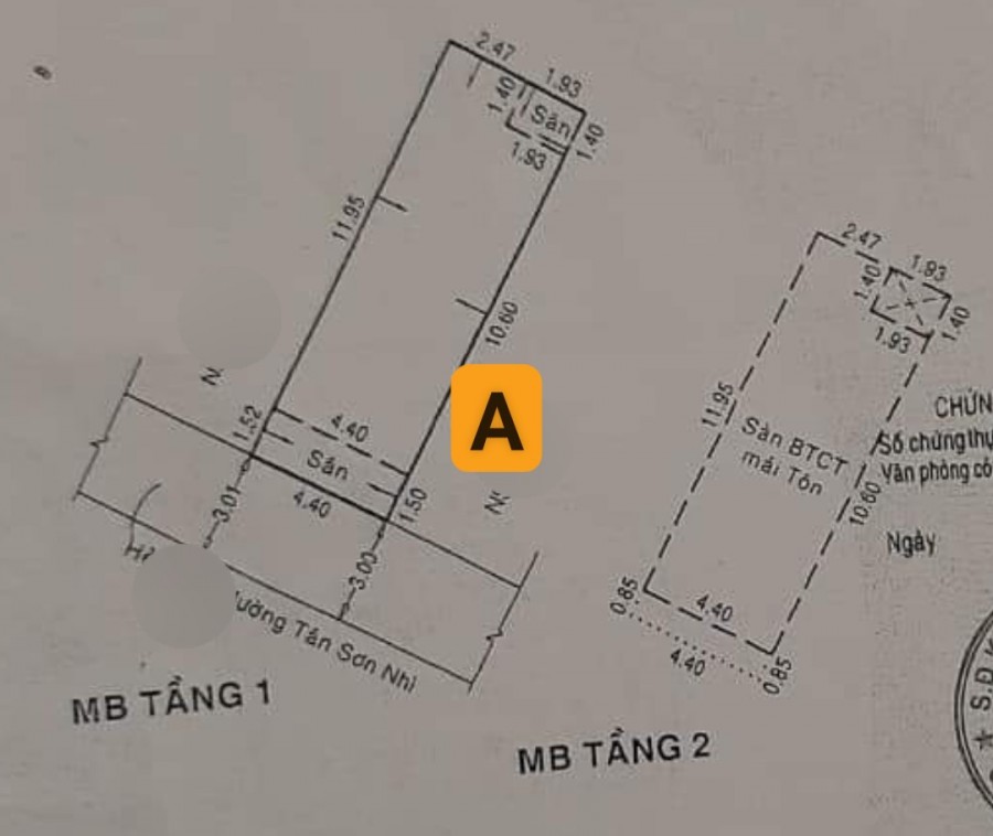 Nhà HXH Tân Phú gần mặt tiền 4,4 x 13m giá mềm
