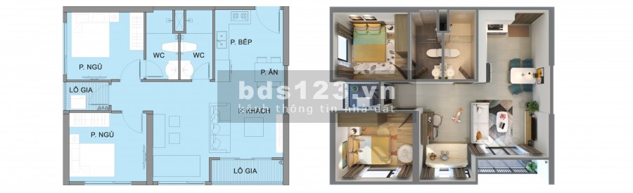 Duy nhất căn góc 69.4m2 TK 2PN + 2WC tầng trung đẹp nhất tòa S1 Vinhomes Smart City bán giá 2.35 tỷ