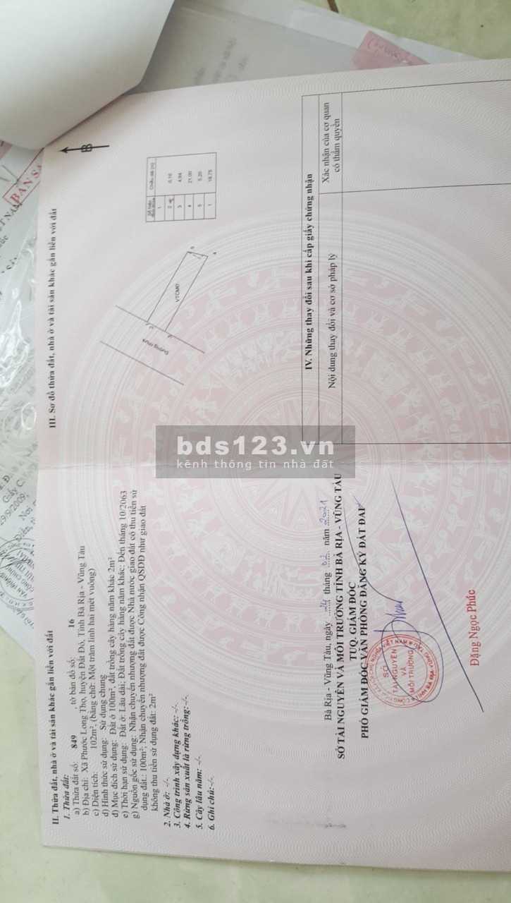 Đường nhựa phạm Duy Trinh Thị trấn đất Đỏ, Bà Rịa-VT giá chỉ 6,2tr/m2
