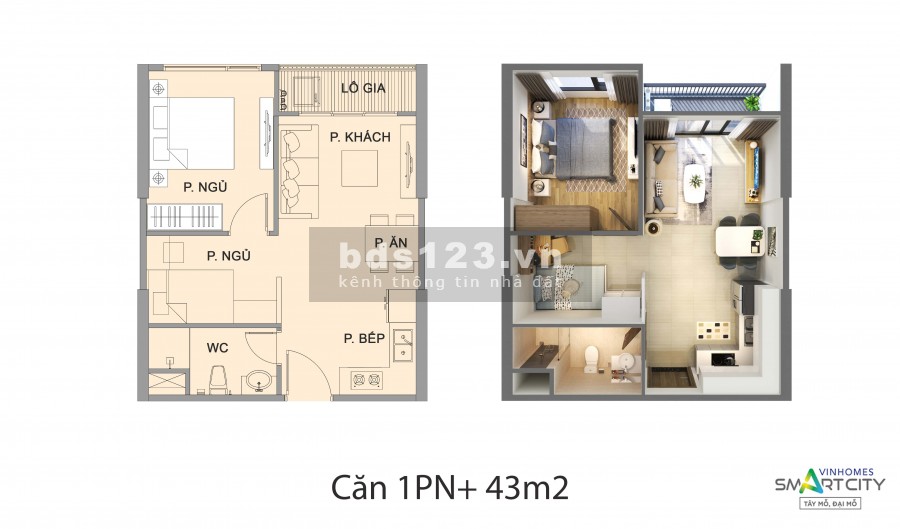 Cần bán nhanh căn 1pn+1 giá 1689 tỷ dự án Vinhomes Smart City.