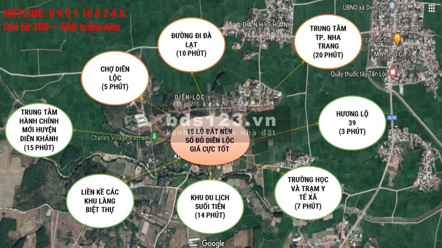 Chính chủ cần bán 100m2 đất biệt thự sổ đỏ ven TP. Nha Trang giá 450 triệu