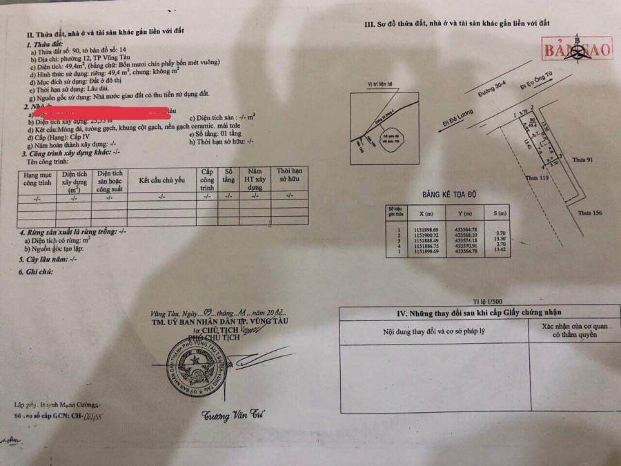 Cần Bán Gấp Nhà Mặt Tiền 3 Lầu Đường 30/4 Phường 12. Tp Vũng Tàu